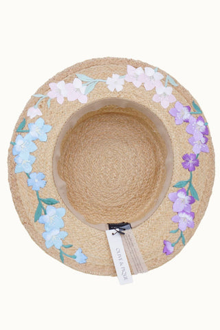 PALOMA EMBROIDERED RAFFIA BOATER HAT