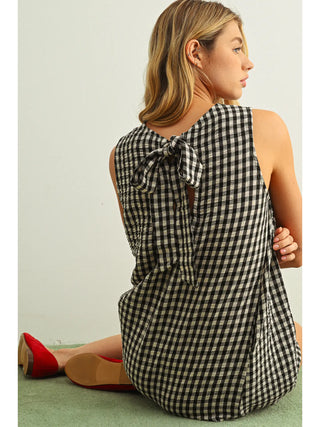 PENELOPE GINGHAM OPEN BACK DRESS