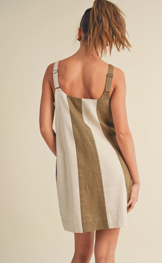 ISLA COLOR BLOCK LINEN DRESS