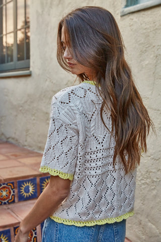 DELANEY CROCHET KNIT TOP