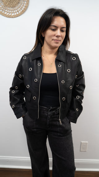 STEVIE GROMMET LEATHER JACKET