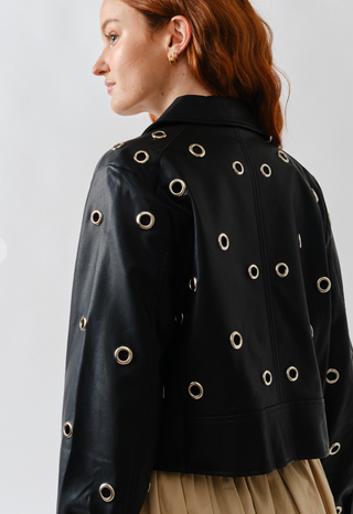 STEVIE GROMMET LEATHER JACKET