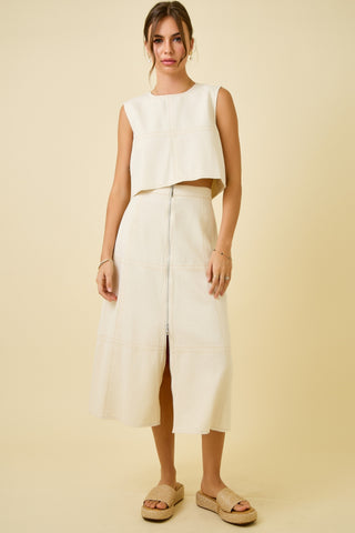 REMY ZIPPER A-LINE DENIM SKIRT