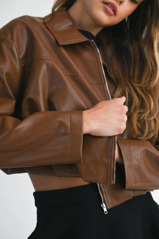 BLAIR PLEATED LEATHER JACKET