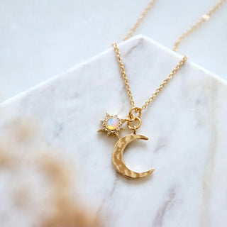 OPAL MOON + STAR NECKLACE