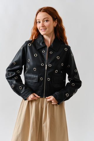 STEVIE GROMMET LEATHER JACKET