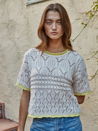 DELANEY CROCHET KNIT TOP