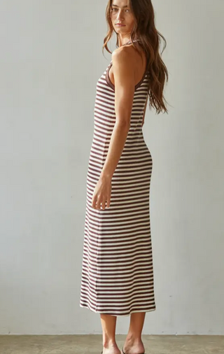 FELICITY STRIPED MIDI DRESS