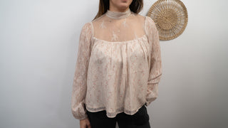 SABINE FLORAL MESH FLOWY TOP