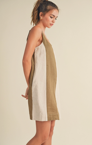 ISLA COLOR BLOCK LINEN DRESS