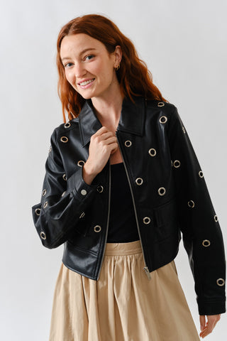 STEVIE GROMMET LEATHER JACKET