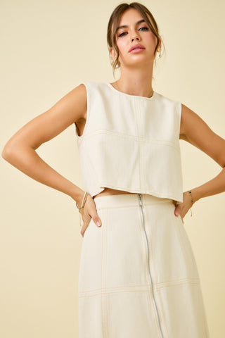 REMY TOP-STITCH DENIM TOP