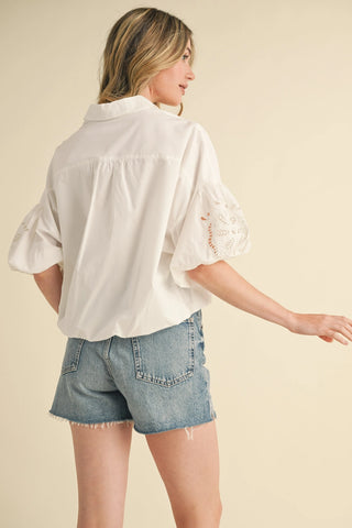 AUBREY EMBROIDERED BUBBLE BLOUSE