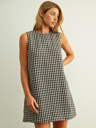 PENELOPE GINGHAM OPEN BACK DRESS
