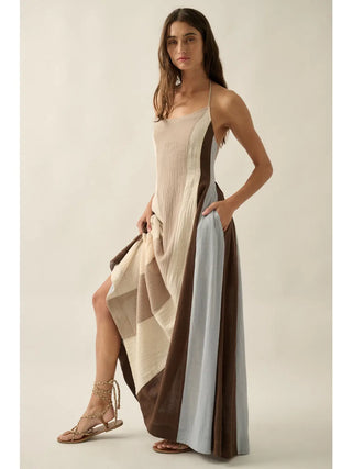 CALISTA COLOR-BLOCK MAXI DRESS