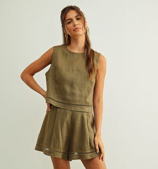 TESSA LINEN STITCH TOP