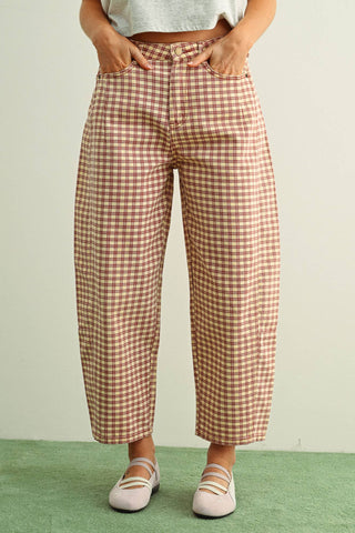 PIPPA MINI CHECKERED BARREL PANTS