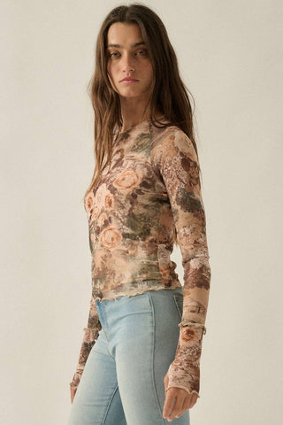 DELILAH FLORAL MESH TOP