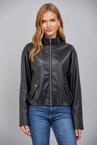 ROXY VEGAN LEATHER BOMBER JACKET