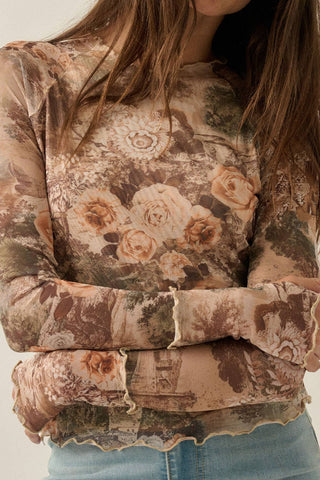 DELILAH FLORAL MESH TOP