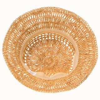 Hand Crocheted Raffia Straw Bucket Hat