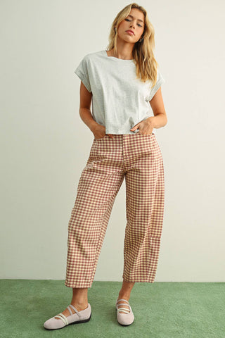 PIPPA MINI CHECKERED BARREL PANTS