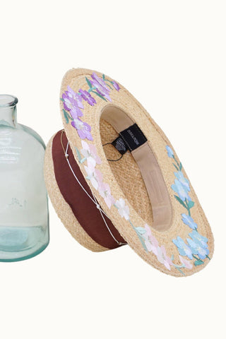 PALOMA EMBROIDERED RAFFIA BOATER HAT