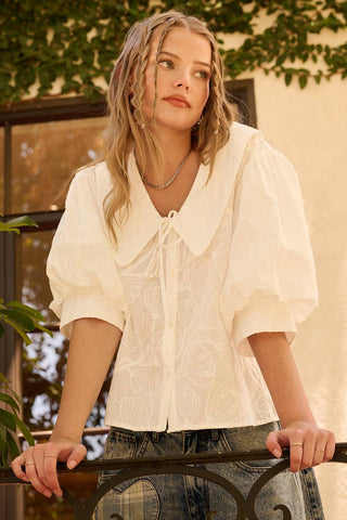 POPPY EMBROIDERED COLLAR BLOUSE