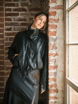 JOANNIE LEATHER BOMBER JACKET
