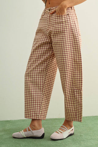 PIPPA MINI CHECKERED BARREL PANTS