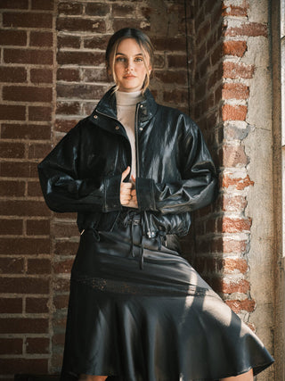 JOANNIE LEATHER BOMBER JACKET
