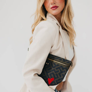COLBY CANVA PRINTED HEART SLING BAG