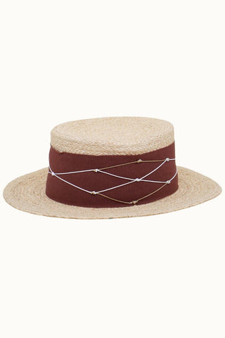 PALOMA EMBROIDERED RAFFIA BOATER HAT