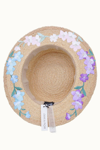 PALOMA EMBROIDERED RAFFIA BOATER HAT