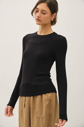 REESE RIBBED LONG SLEEVE TOP
