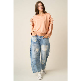 STEVIE HEART PATCH BARREL JEANS