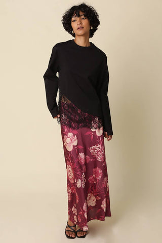 CHARLIE ASYMMETRIC LACE TRIM TOP