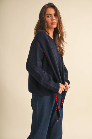 ANTOINETTE CONTRAST STITCH SCARF SWEATER