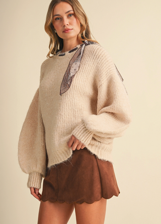 FLORENCE SILK SCARF KNIT SWEATER