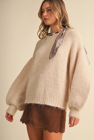 FLORENCE SILK SCARF KNIT SWEATER