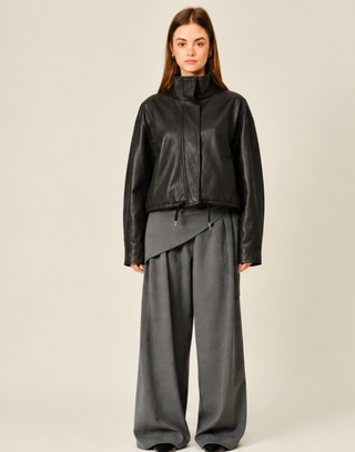 JOANNIE LEATHER BOMBER JACKET