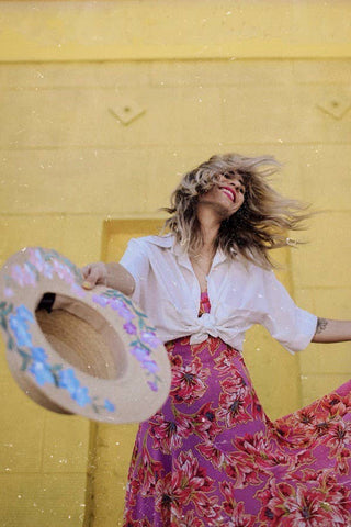 PALOMA EMBROIDERED RAFFIA BOATER HAT