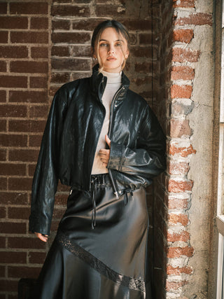 JOANNIE LEATHER BOMBER JACKET