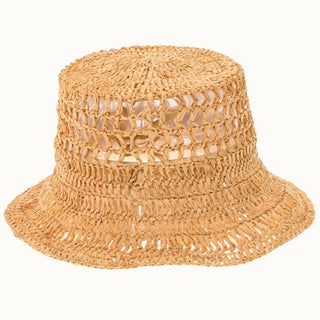 Hand Crocheted Raffia Straw Bucket Hat