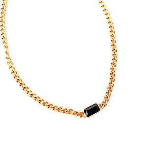 ONYX GOLD CHAIN STATEMENT NECKLACE