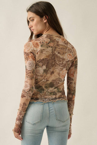 DELILAH FLORAL MESH TOP
