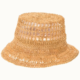 Hand Crocheted Raffia Straw Bucket Hat