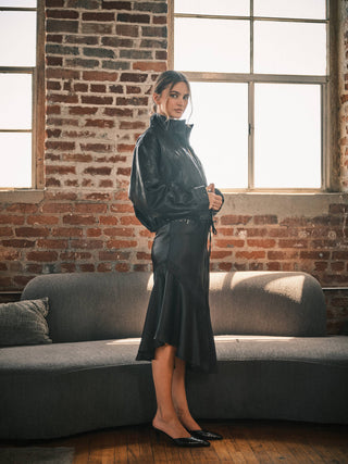 JOANNIE LEATHER BOMBER JACKET