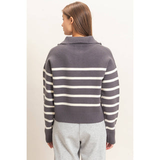 FRANKIE STRIPED ZIP SWEATER