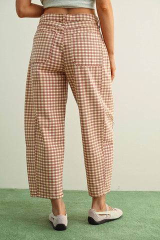 PIPPA MINI CHECKERED BARREL PANTS